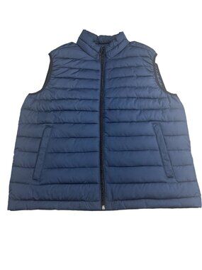 Aeropostale Mens Navy Puffer Vest M Lightweight Recycled Polyester Zip Front